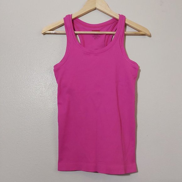 Spanx Ribbed Racerback Tank Top with Inner Comfort Bra Support Pink - S/M - Picture 4 of 7